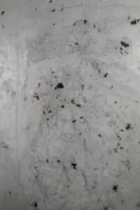 Eine Wand zeigt die raue Textur von Kalkputz mit Glimmer von Einhorn Werke für kreative Wandgestaltung. Rezept: STUCCORINO ® 0,1 Farbton 3050 + Black Pearl Glimmer grob