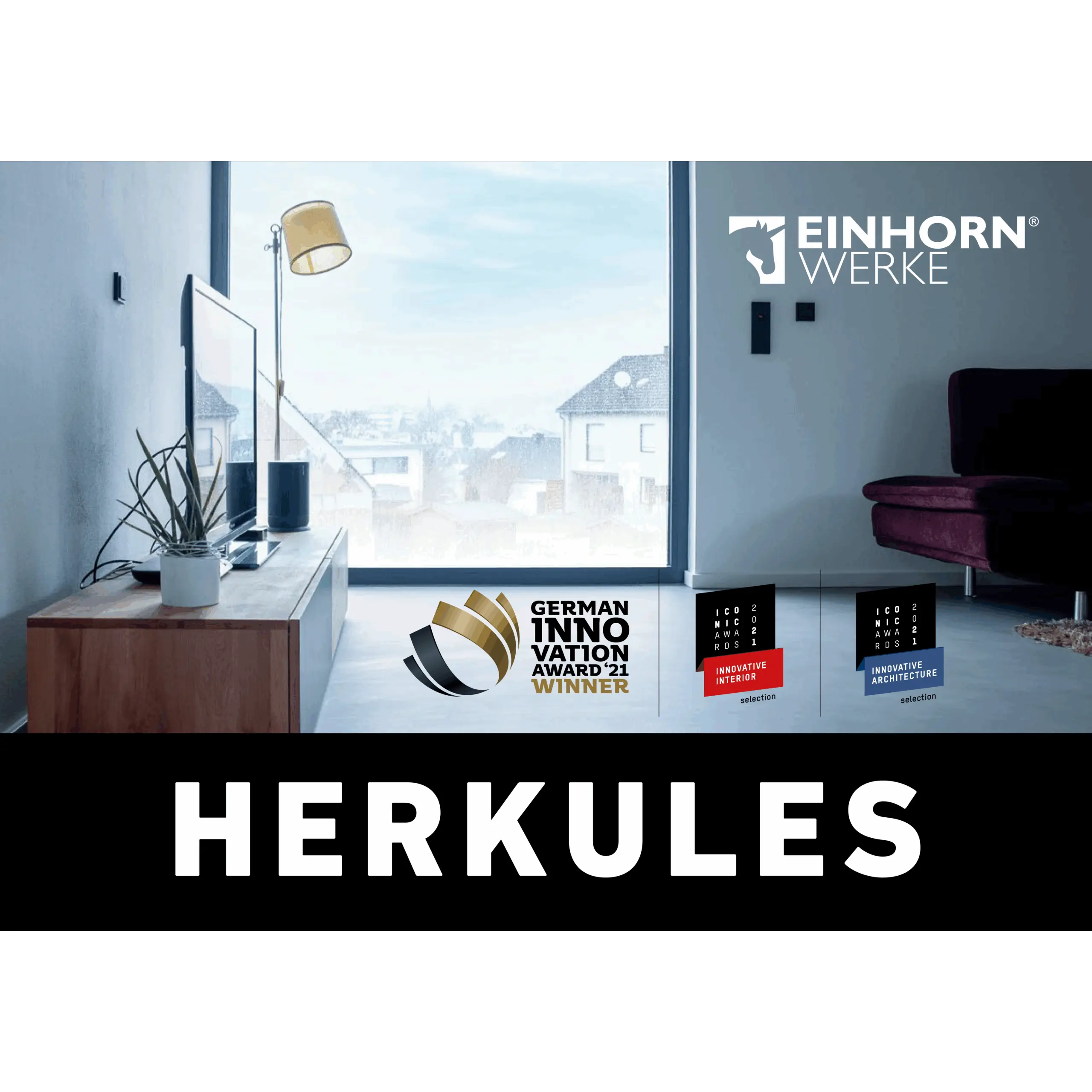 Ein modernes Wohnzimmer mit Sichtbetonboden und eleganter Wandgestaltung von Einhornwerke in stilvollem Ambiente.