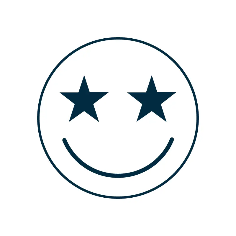 Ein besonders dekoratives Icon zeigt ein lächelndes Gesicht mit sternförmigen Augen, ideal für kreative Wandgestaltung.
