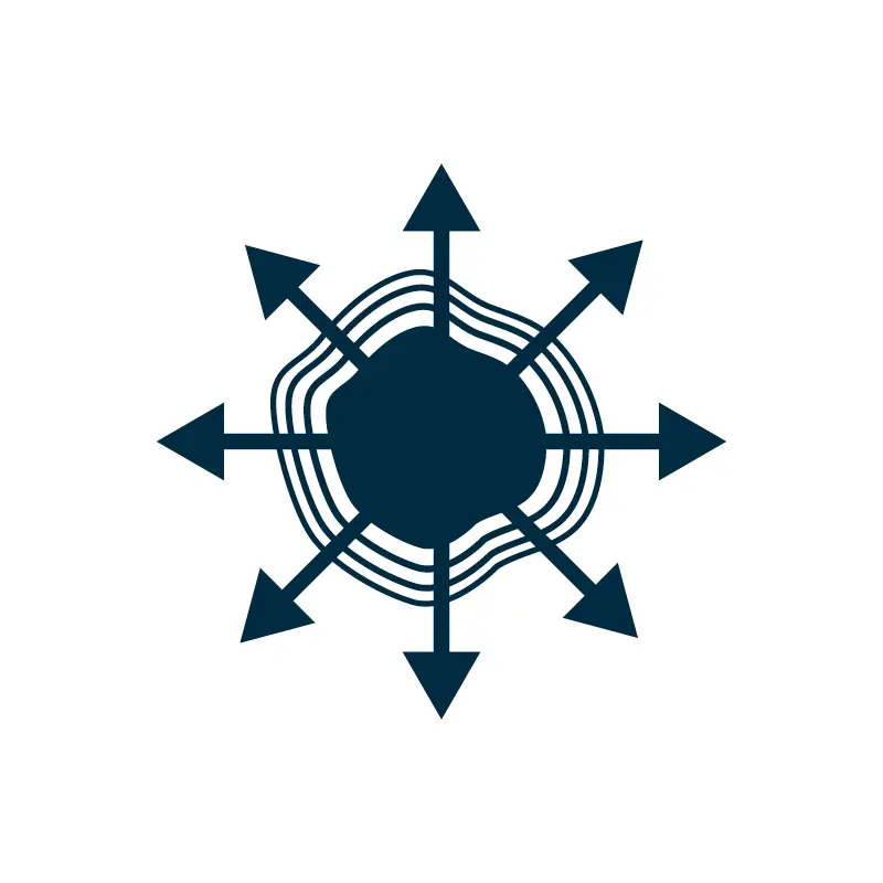 Das Fleckenunempfindlich-Icon von Einhornwerke zeigt ein stilisiertes Design mit Pfeilen und symbolisiert innovative Wandgestaltung.
