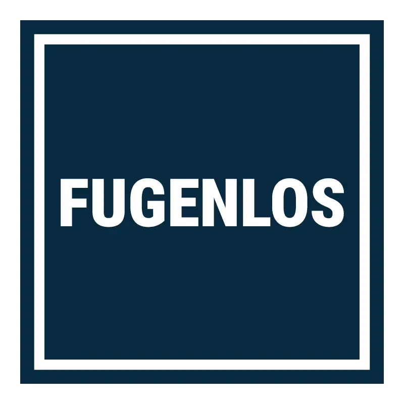 Quadratisches Symbol mit dem Schriftzug FUGENLOS