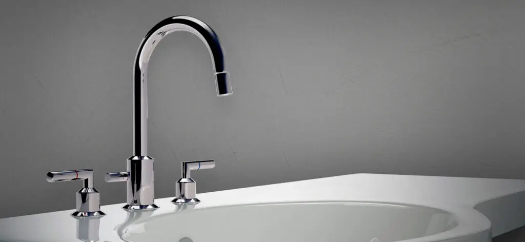 Ein elegantes Badezimmer mit moderner Armatur und stilvoller Wandgestaltung aus Microzement vom Hersteller Einhorn Werke.