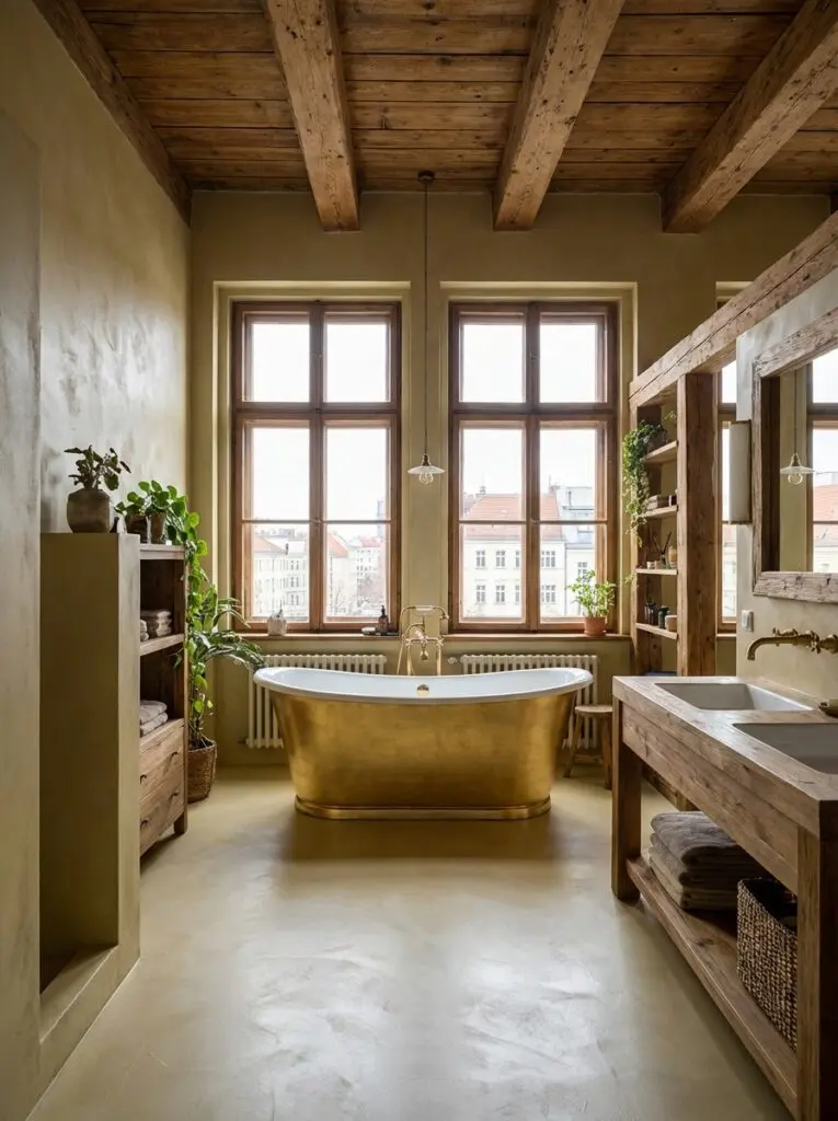 Badezimmer mit einem fugenlosen Spachtelboden in dem Farbton HERKULES 3210
