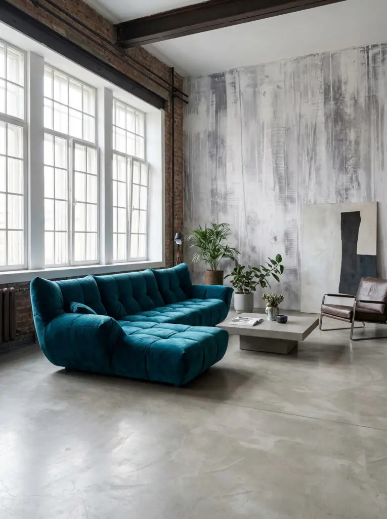 Sichtbetonboden und Wand mit Oberfläche STUCCORINO ® Avantgarde 0203 + 0205 + 0202 + Fresco Natur
