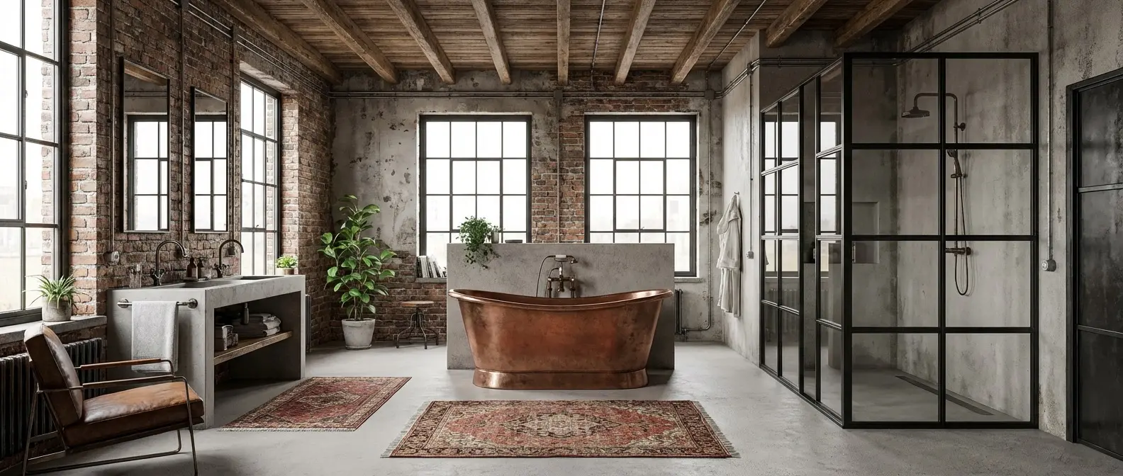 Ein modernes Wohnzimmer mit Betonoptik-Boden und stilvoller Wandgestaltung von Einhornwerke schafft eine elegante Atmosphäre.