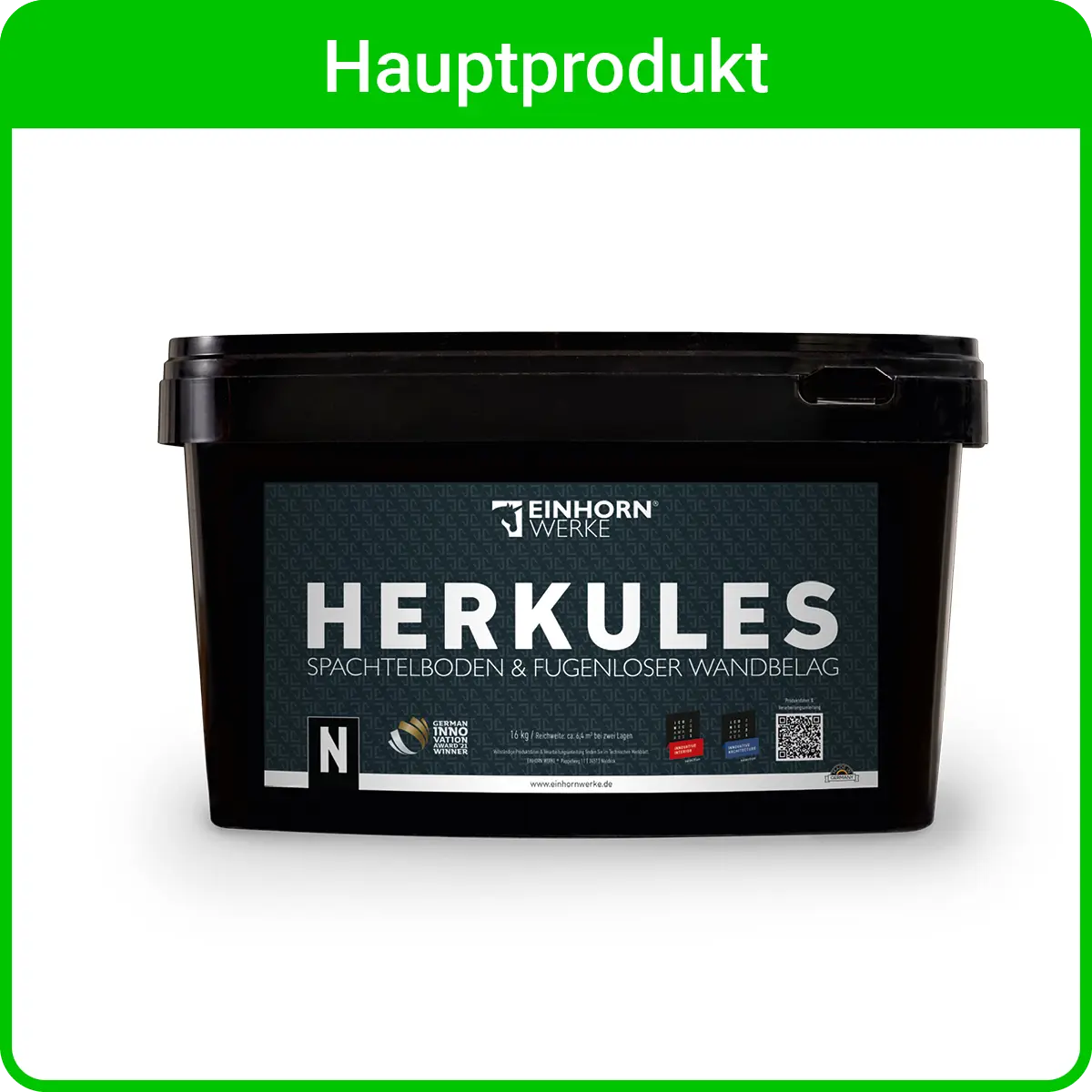 Ein Produktbehälter von Einhorn Werke für fugenlose Wandbeläge und Spachtelböden in Betonoptik. | © Einhorn Werke