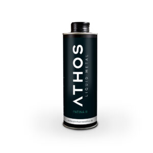 Eine stylische Dose ATHOS Liquid Metal von Einhornwerke steht vor weißem Hintergrund, ideal für kreative Wandgestaltung.