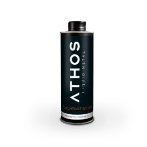 Eine stilvolle schwarze Dose von ATHOS Liquid Metal steht im Zentrum, ideal für kreative Wandgestaltung mit Einhornwerke.