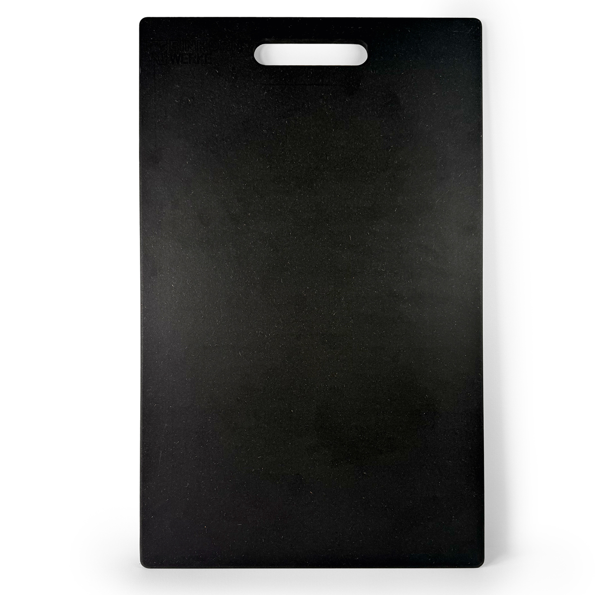 Ein elegantes schwarzes Schneidebrett von Einhornwerke zeigt klares Design, ideal für stilvolle Küchen und Wandgestaltung.