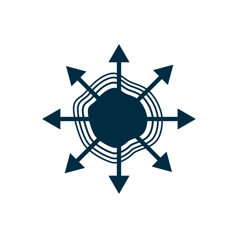 Das Fleckenunempfindlich-Icon von Einhornwerke zeigt ein stilisiertes Design mit Pfeilen und symbolisiert innovative Wandgestaltung.