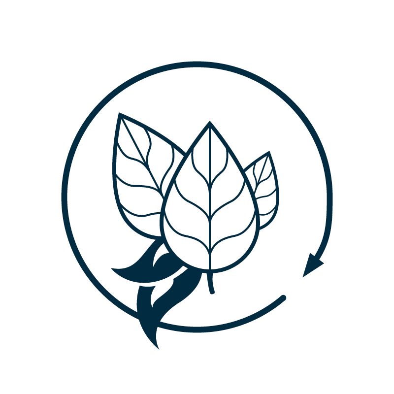 Ein minimalistisches Icon mit Blättern symbolisiert natürliche und nachhaltige Produkte von Einhornwerke.