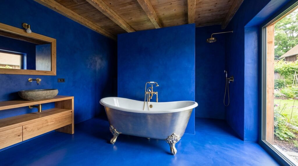 Königsblaues Badezimmer, fugenlos mit HERKULES